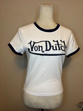 Von Dutch Ringer Cropped Tee